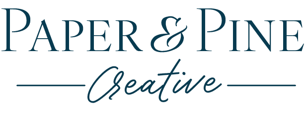 Logo, written text Paper & Pine Creative with transparent background