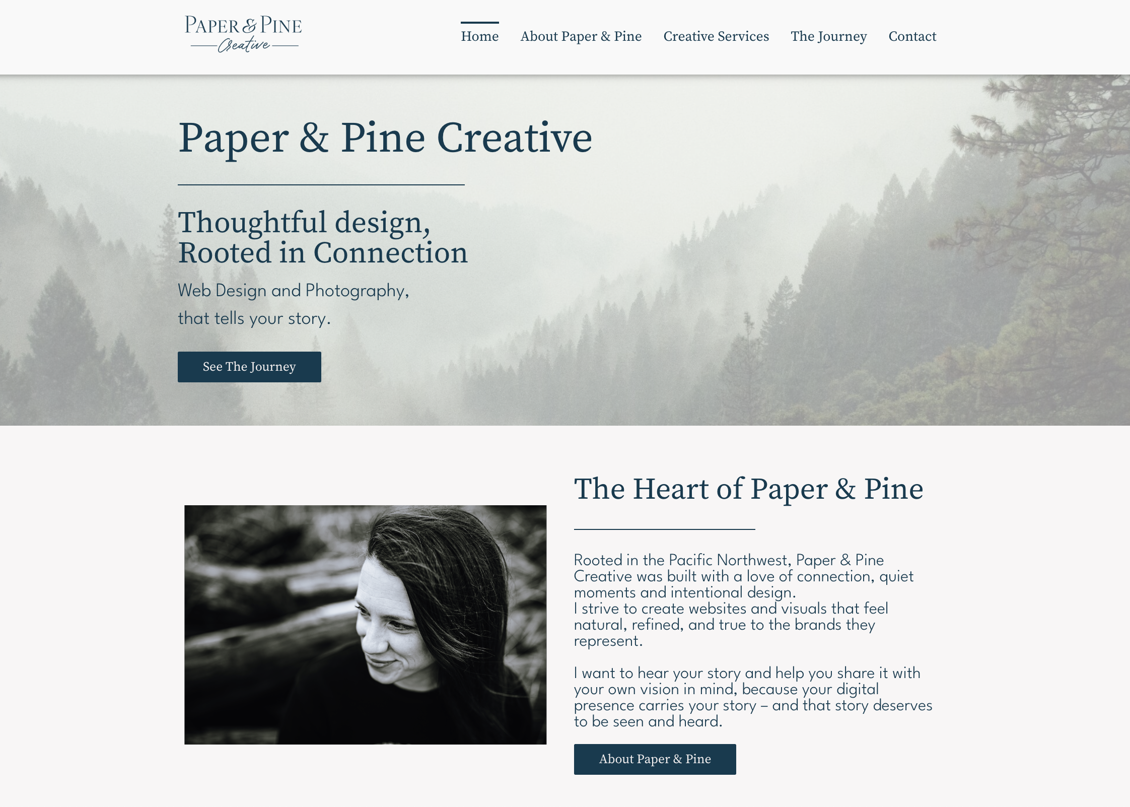 Paper & Pine Creative website homepage design example